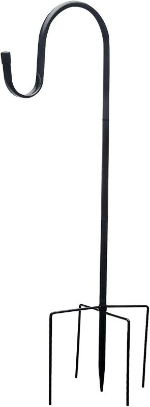 Photo 1 of Shepherd Hook with Base, Outdoor Hook Stand with 5 Prongs, Metal Hooks for Weddings, Bird Feeders, Solar Lights, Flower Basket