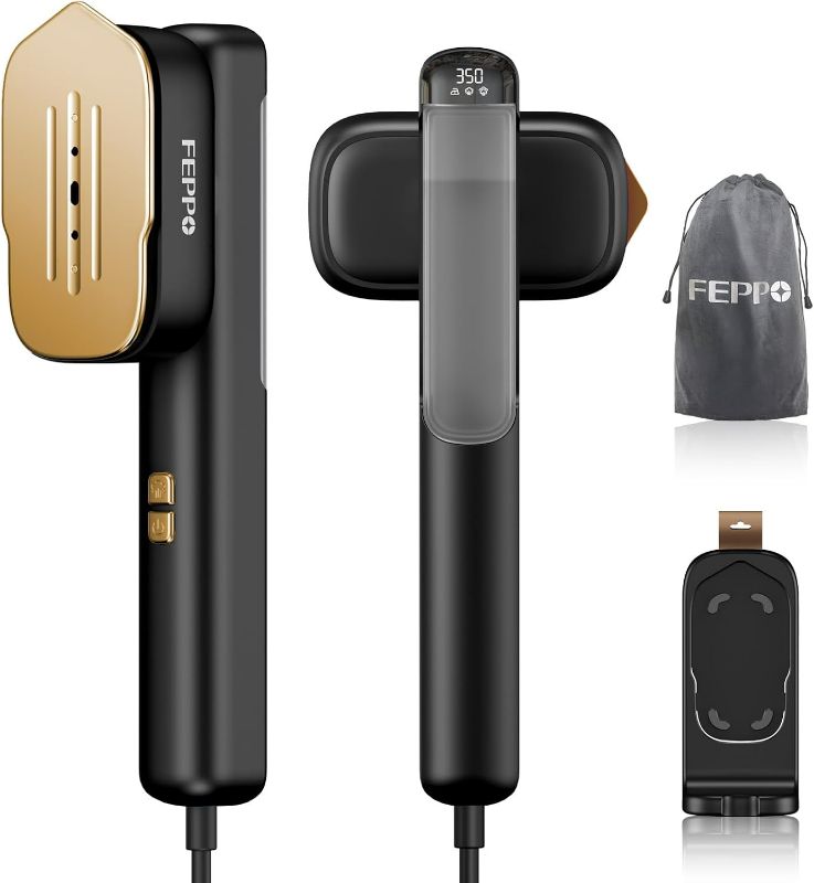 Photo 1 of FEPPO Travel Steamer for Clothes, 110-240V Dual Voltage Portable Steamer & Iron 2 in 1, Fast Heat Up, 1100W Powerful Garment Steamer, Large Ceramic Heat Panel for Home & Global & Europe Traveling