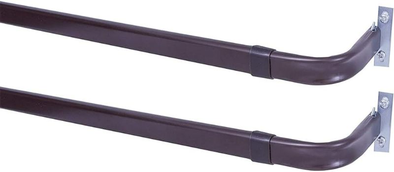 Photo 1 of Blu-Pier Tech Heavy Duty Single Rod,Lock Seam Curtain Rod 28 to 48-Inch Adjustable Width, 2 1/2-Inch Projection?Hardware Included, Black(Pack of 2)