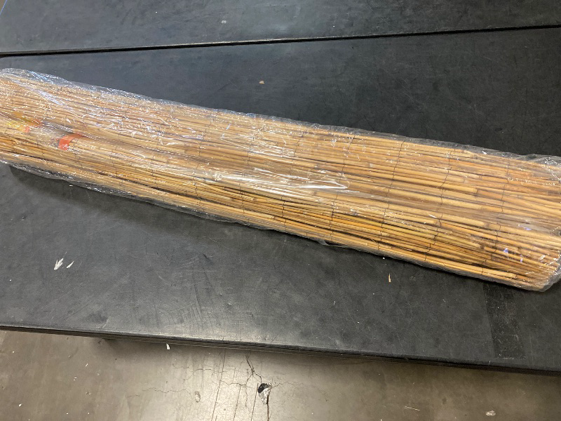 Photo 1 of 4 ft. H x 8 ft. L Tan Bamboo Reed Fencing Panel Decorative Screen Fence for Backyard Garden Fencing Divider