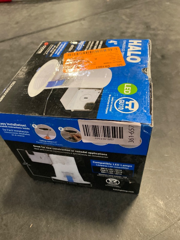 Photo 1 of HALO CEZ4125GU10WBICAT Lamp-Based Direct Mount Recessed Light Canless EZ-Trim 4 inch White