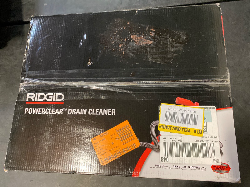 Photo 1 of RIDGID 55808 PowerClear 120-Volt Drain Cleaning Machine Kit for Tubs, Showers, and Sinks, Drain Cleaner Machine Kit with AUTOFEED, Inner Core Cable, and Guide Hose