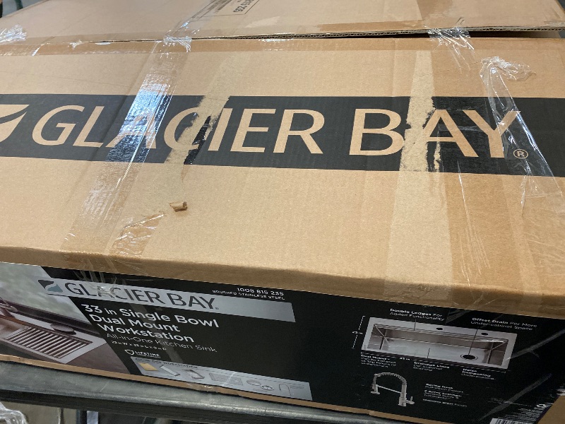 Photo 1 of Dolancourt Tight Radius 33 in. Drop-In Single Bowl 18G Stainless Steel Workstation Kitchen Sink with Spring Neck Faucet