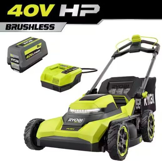 Photo 1 of 40V HP Brushless 20 in. Cordless Walk Behind Push Mower w/ Weatherproof, UV Resistant Cover, 6.0 Ah Battery, & Charger