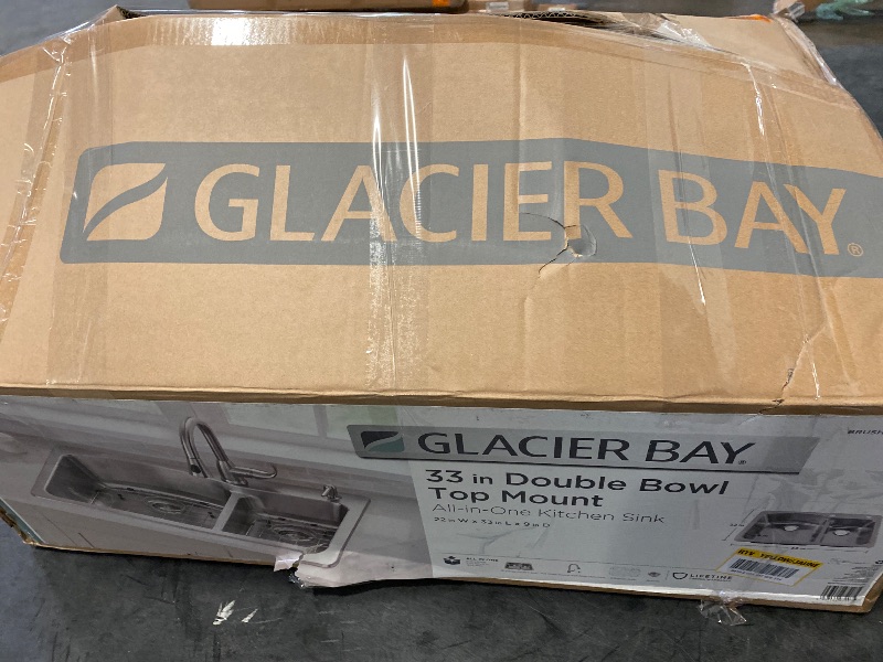 Photo 1 of Bratten 33 in. Drop-In 60/40 Double Bowl 18 Gauge Stainless Steel Kitchen Sink with Pull-Down Faucet