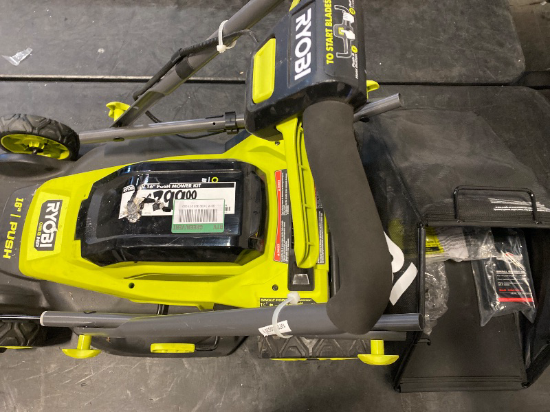 Photo 1 of ONE+ HP 18V Brushless 16 in. Cordless Walk Behind Push Mower w/ UV Resistant Cover, (2) 4.0 Ah Batteries & (1) Charger