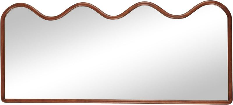 Photo 1 of 32" x 2" x 70" Wood Room Wall Mirror Wavy Entryway Mirror, Wall Mounted Mirror Brown
