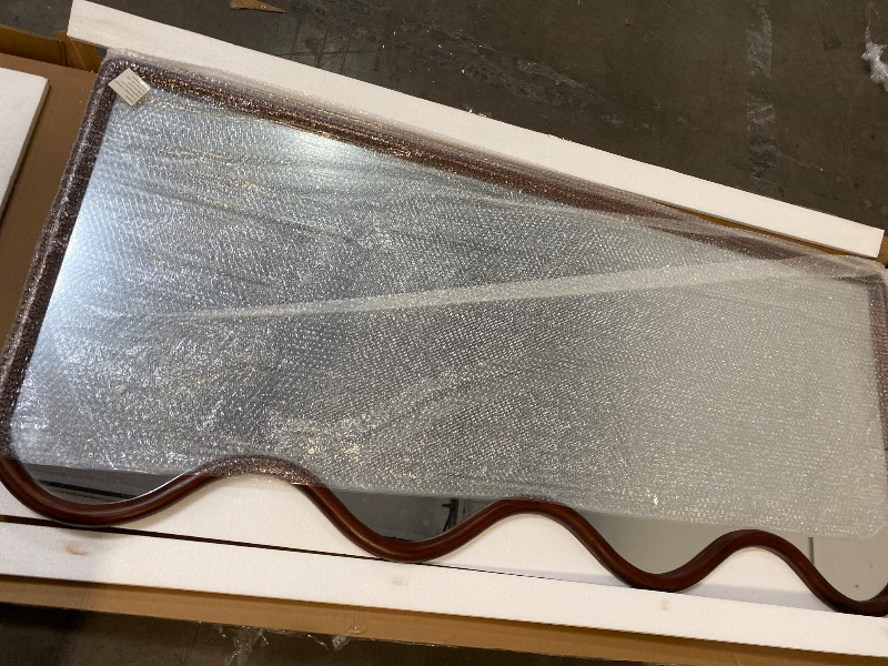 Photo 1 of 32" x 2" x 70" Wood Room Wall Mirror Wavy Entryway Mirror, Wall Mounted Mirror Brown