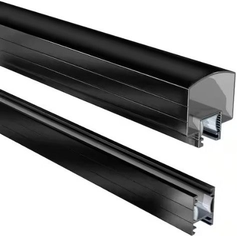 Photo 1 of 4 ft. Black Aluminum Deck Railing Hand and Base Rail for 42 in. high system