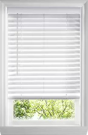 Photo 1 of Actual Size 48 in. W x 48 in. L White Cordless Faux Wood Blinds for Windows with 2 in. Slats