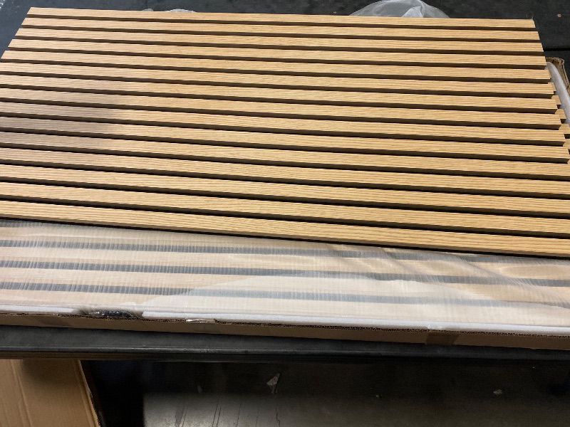 Photo 1 of 4 Pack 47.2 x 23.6in. Wood Slat Acoustic Panels for Wall and Ceiling - 3D Fluted Sound Absorbing Panel with Wood Finish Oak