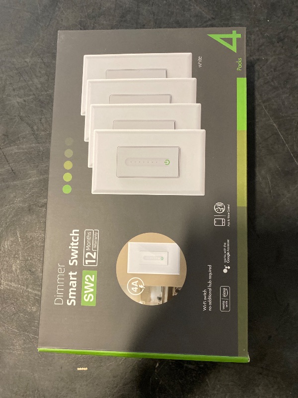 Photo 1 of GHome Smart Dimmer Switch Works with Alexa Google Home, Single Pole 2.4GHz Wi-Fi Switch for Dimmable LED CFL INC Light Bulbs, Neutral Wire Required, Not 3 Way, No Hub Required, 4Pack