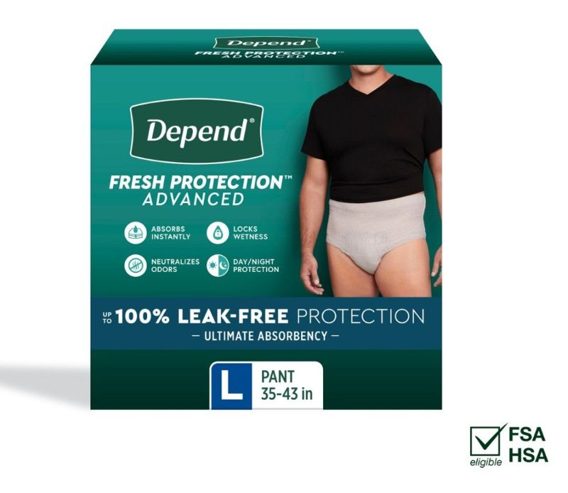 Photo 1 of Mens Depends L 68count fresh protection