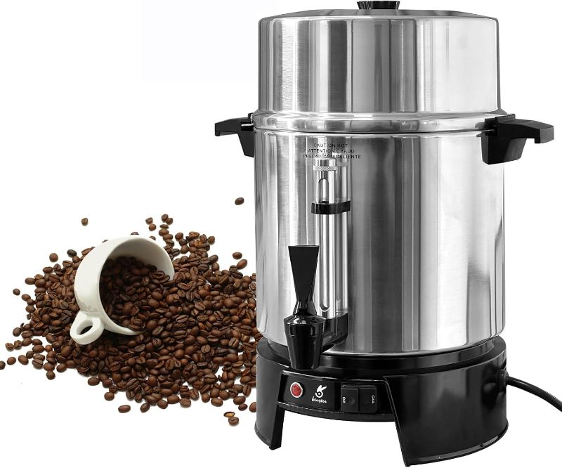 Photo 1 of KINGTOO 55 Cup Commercial Coffee Urn, Aluminum Hot Beverage Dispenser For Quick Brewing, Automatic Temperature Control, Removable Filter For Easy Cleanup