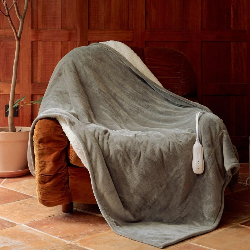 Photo 1 of Heated Blanket Throw 50"x60" - Machine Washable Electric Throw Blanket Office Heated Throw Blanket with ETL & FCC Certification 5 Heating Levels 3 Hour Auto-Off Overheat Protection (Grey)