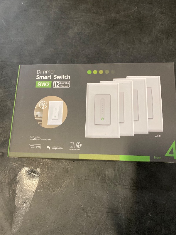 Photo 1 of GHome Smart Dimmer Switch Works with Alexa Google Home, Single Pole 2.4GHz Wi-Fi Switch for Dimmable LED CFL INC Light Bulbs, Neutral Wire Required, Not 3 Way, No Hub Required, 4Pack