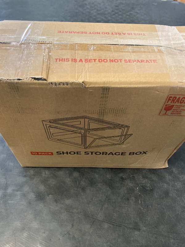 Photo 1 of 10 Pack Thicken Shoe Organizer Stackable,Upgraded Sturdy Shoe Storage Box with Magnetic Door,Shoe Containers For Sneaker Display,Hat Organizer,Black