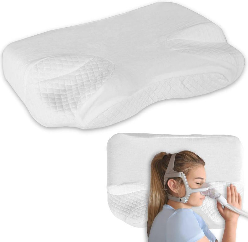 Photo 1 of BraceAbility CPAP Pillow - Side Sleeper Positional Soft Memory Foam Orthopedic Contour Posture Wedge for Anti-Snoring Prevention Nasal Relief Therapy for Men and Women