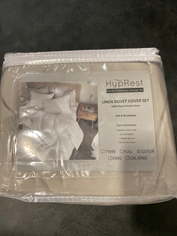 Photo 1 of (Q) HYPREST Linen Duvet Cover,100% Pure French Linen Duvet Cover Queen Size Soft Breathable Luxury, Moisture-Absorbing & Durable