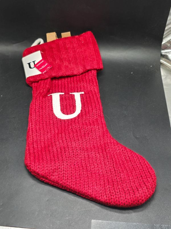 Photo 1 of Knit Monogram Christmas Stocking Red U - Wondershop™