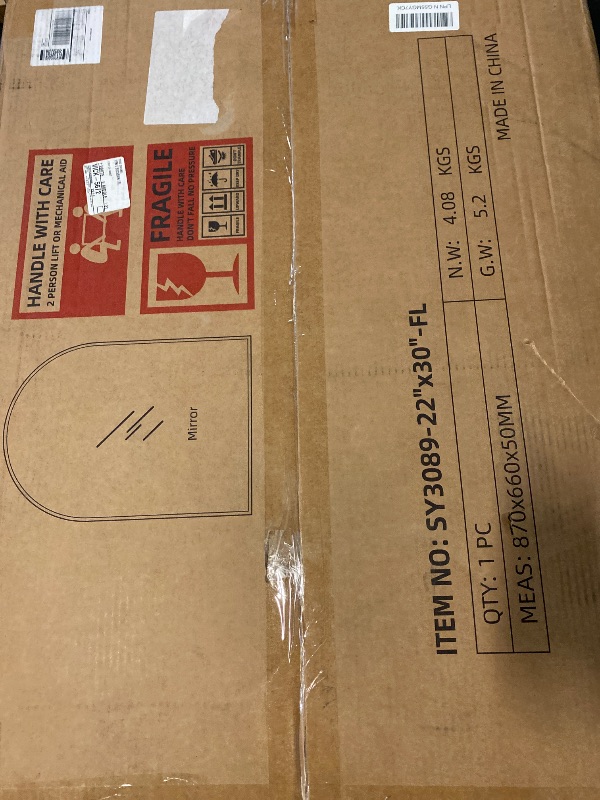 Photo 1 of Frameless Bathroom Mirror, 22" x 30" Arched Vanity Mirror for Wall Beveled, Arch Wall Mounted Mirror for Hallway, Entryways, Over Sink