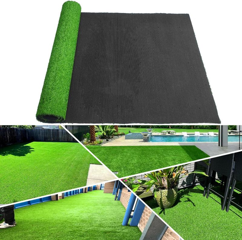 Photo 1 of Artificial Grass Turf Rug 5 Feet x 8 Feet Reusable Dog Grass Mat with Drainage Holes Realistic Synthetic Mat Fake Grass Rug for Patio Lawn Balcony Garden Decoration