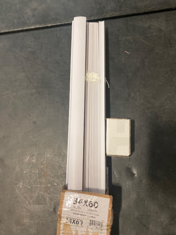 Photo 1 of LOTUS & WINDOWARE Cordless Mini Blind, 1" Vinyl Slats, 34" Wide x 60" Long - White, Window Blinds for Home and Office, Interior Door Blinds - Light Filtering