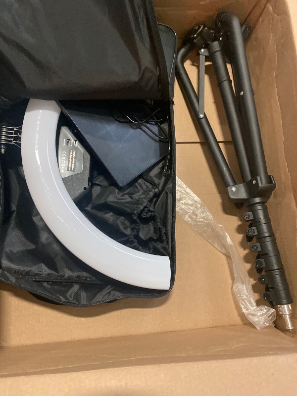 Photo 1 of 22" Large Ring Light with Stand, Upgraded Foldable LED Big Ringlight with 75" Tripod & Mini Tripod Wheel Tray for Live Tattoo Makeup Video Recording Barber Photography