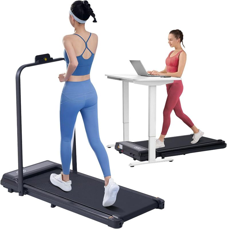 Photo 1 of Walking Pad Treadmill with Handles, Folding Foldable Electric Treadmills for Home Small, 3.0HP Walking Pad with Handle Bar, 3 in 1 Portable Under Desk Treadmill with LED Display, 320LBS Capacity