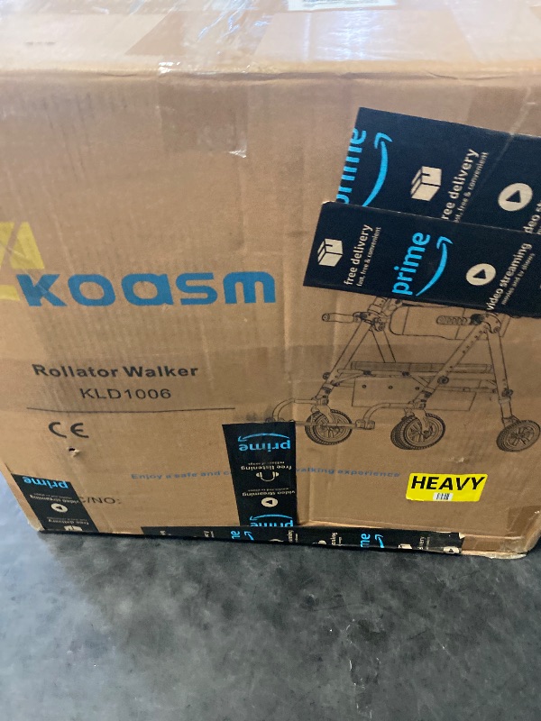 Photo 1 of Foldable Rollator Walker for Seniors with Seat, Lightweight 2 In 1 Rolling Walkers Wheelchair Combo for Adult, Transport Chair with Brakes, Adjustable Seat & Handle, 300 Lb. Weight Capacity, Champagne