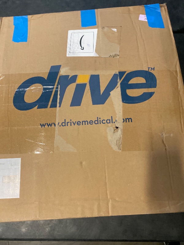 Photo 1 of Drive Medical 11148-1 Folding Steel Bedside Commode Chair, Portable Toilet, Supports Individuals Weighing Up To 350 Lbs, with 7.5 Qt. Bucket and 13.5 Inch Seat, Grey