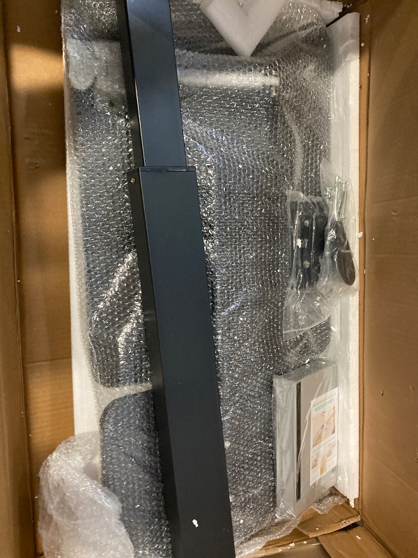 Photo 1 of 32" W x 16" D 45 Degree Tilt Desktop Overbed Table with Hidden Silent Wheel, Sturdy Metal and Wood, Moveable Bed Desk for Home,Office,Hospital Use (Black)