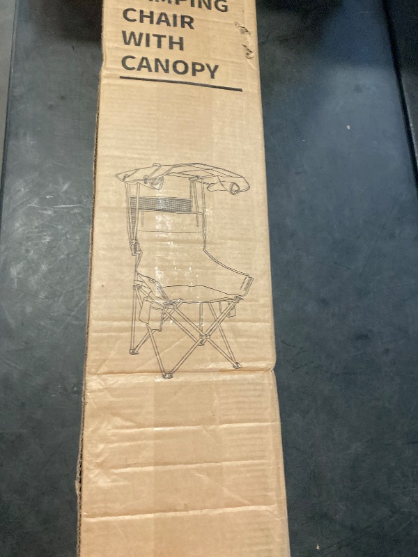 Photo 1 of Folding Camping Chairs Canopy Outdoor: Sports Portable Beach Chair with Canopy-Lawn Beach Chairs with Umbrella for Adults-Camping Chair with Shade for Fishing Camp Heavy Duty (Regular, Grey)