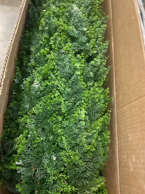 Photo 1 of 4FT Artificial Topiary Cedar Plants Outdoor, Faux Pine Trees UV Resistant and Potted, 48 Inch Tall Fake Shrubs Evergreen for Front Porch Decor Set of 2