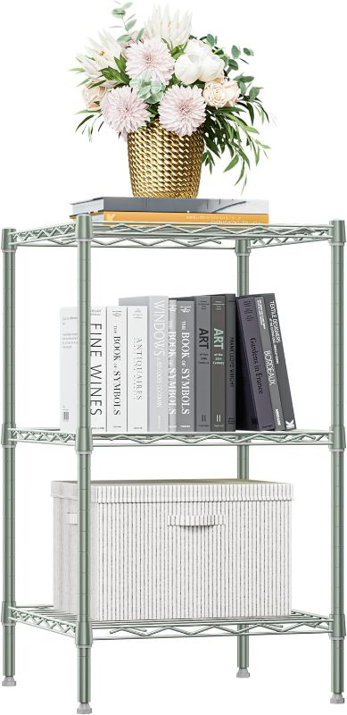 Photo 1 of 750 lbs 3-Shelf Storage Shelves Wire Shelving Unit Standing Metal Rack for Small Places Narrow Wire Rack for Bathroom, Green 13.8 D x 13.8" W x 25.5" H