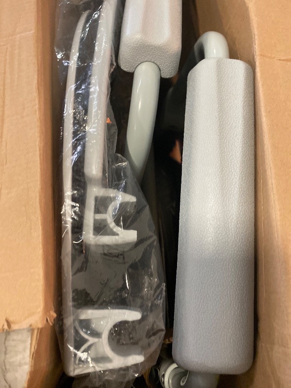 Photo 1 of Drive Medical 11148-1 Folding Steel Bedside Commode Chair, Portable Toilet, Supports Individuals Weighing Up To 350 Lbs, with 7.5 Qt. Bucket and 13.5 Inch Seat, Grey