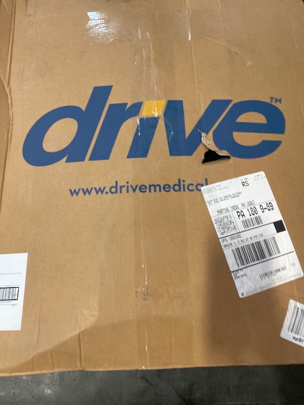 Photo 1 of Drive Medical 11148-1 Folding Steel Bedside Commode Chair, Portable Toilet, Supports Individuals Weighing Up To 350 Lbs, with 7.5 Qt. Bucket and 13.5 Inch Seat, Grey