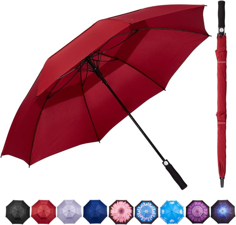 Photo 1 of Goothdurs 62/68 Inches Golf Umbrella Automatic Open Windproof Waterproof Large Double Canopy Vented Rain Stick Umbrellas for Men Women