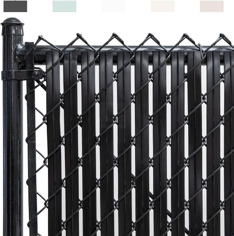 Photo 1 of Chain-Link Fence Blade Slats with Bottom Lock (4-ft, Black)