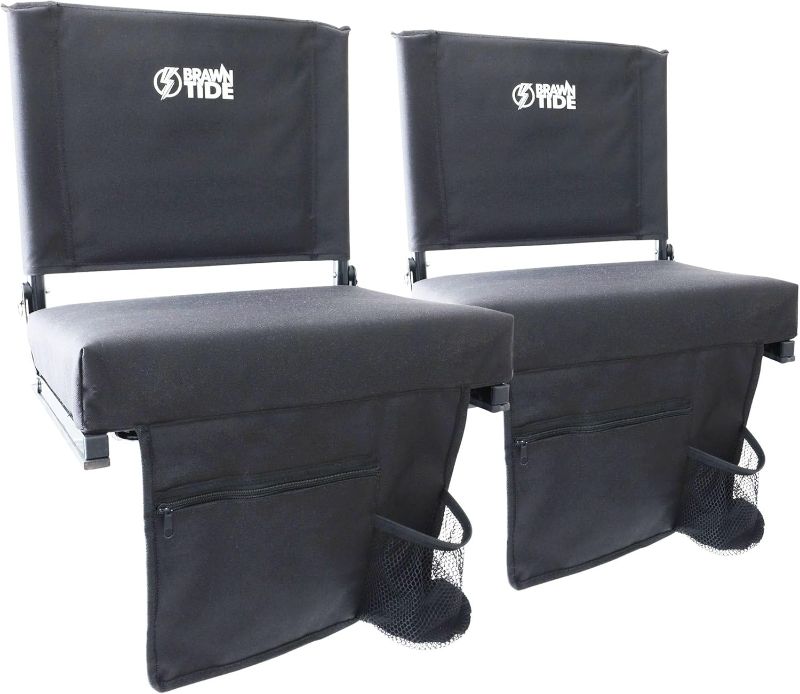 Photo 1 of BRAWNTIDE Wide Stadium Seat - Extra Thick Cushion, Great Back Support, Lightweight Chair, Multiple Storage Pockets, Compact, Ideal for Sporting Events