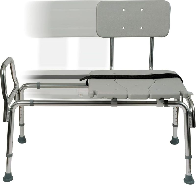 Photo 1 of DMI Tub Transfer Bench and Shower Chair with Non Slip Aluminum Body, FSA Eligible, Adjustable Seat Height and Cut Out Access, Holds Weight up to 400 Lbs, Bath and Shower Safety, Transfer Bench