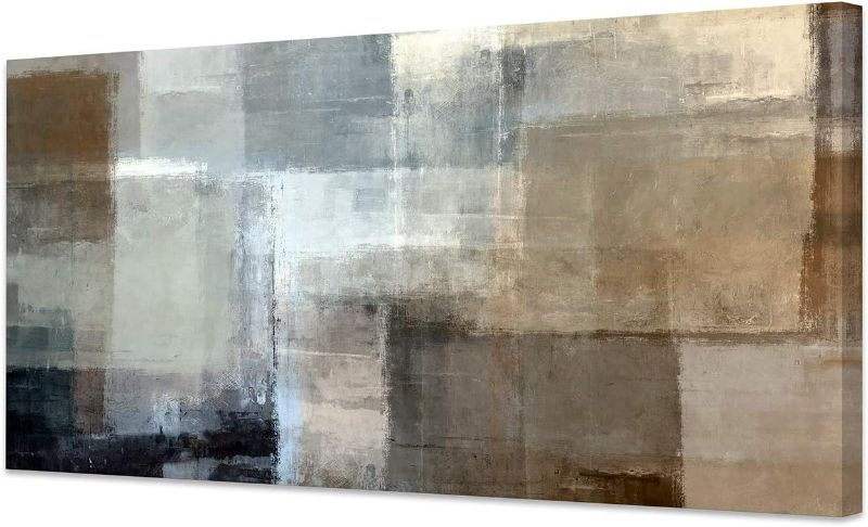 Photo 1 of Baisuart Canvas Prints Abstract Wall Art Print Paintings Grey and Brown Stretched Canvas Wooden Framed for Living Room Bedroom and Office Home Decor Artwork 20x40inch