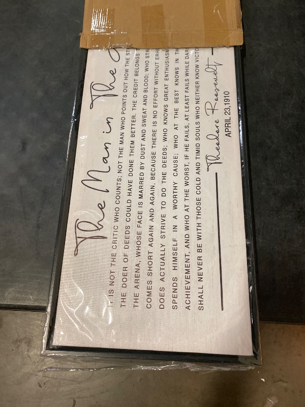 Photo 1 of flangairy The Man In The Arena Wall Art Framed 24.8x12.6inch, Wood Motivational Office Wall Decor for Men, Inspirational Positive Famous Quotes Home Decor (Black)