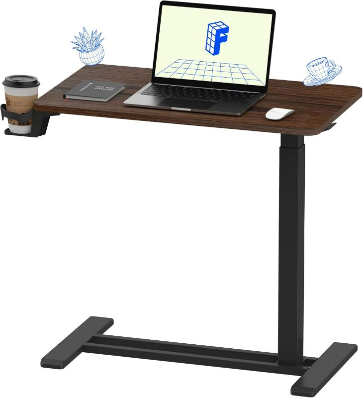 Photo 1 of FLEXISPOT H7 Adjustable Overbed Bedside Table with Wheels Pneumatic Mobile Standing Desk Laptop Desk Rolling Computer Cart Movable Table Hospital Home Use(27.6" W x 15.7" D, Mahogany Table)
