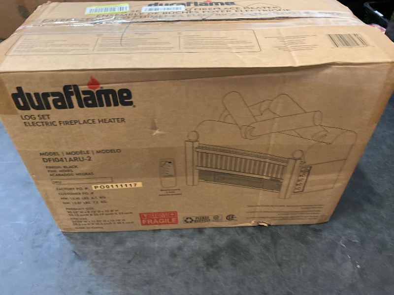 Photo 1 of duraflame® Electric Log Set 1,000 Sq Ft Infrared Heater, Faux Logs Insert with LED Flames for Existing Fireplaces, Crackling Sounds, Remote Control Included