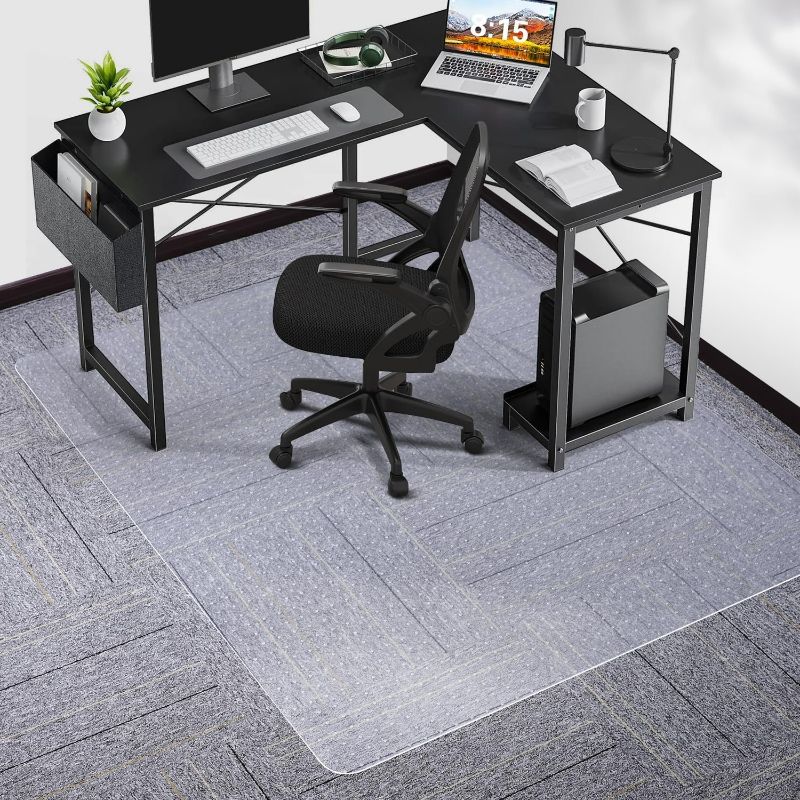 Photo 1 of Chair Mat for Carpet, SALLOUS 46" x 60" Office Chair Mat for Carpeted Floors, Heavy Duty Vinyl Floor Mat with Grips, Floor Protector Computer Desk Mat for Home Office (Clear, Rectangular)