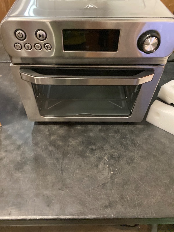 Photo 1 of HYSapientia Air Fryer Toaster Oven Combo, 26Quart 10-in-1 Extra Large Countertop Convection Oven with LED Display Knob Control, 1800W Stainless Steel, Less Oil, Faster Cooking,7 Accessories+Recipe