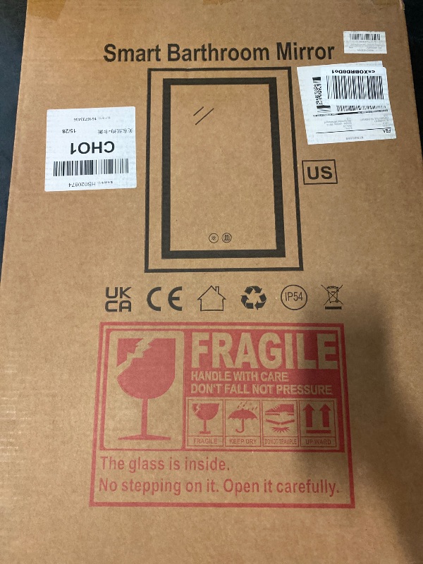 Photo 1 of LED Bathroom Mirror, 16 x 24 Inch Anti-Fog Wall Mirror with Lights Stepless Dimmable, Lighted Bathroom Mirrors for Wall, Rectangle Bathroom Vanity Mirror with Front and Backlight, Vertically Only