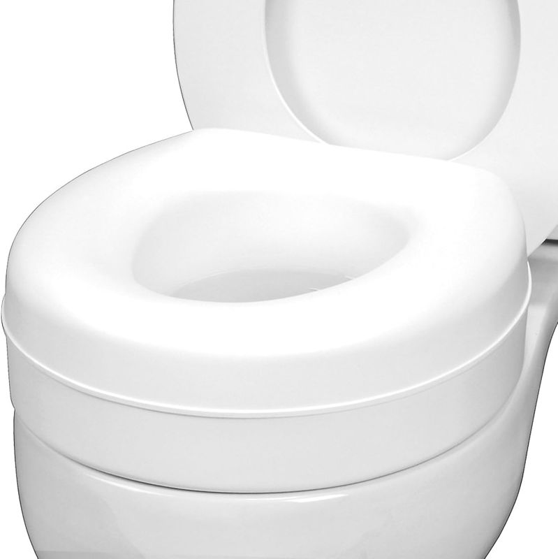 Photo 1 of HealthSmart Enhanced Comfort 5" Raised (Round) Toilet Seat Risers for Seniors 5 Slip Resistant Pads FSA/HSA Eligible Padded Toilet Seat Elevation 15.7 x 15.2 x 6.1