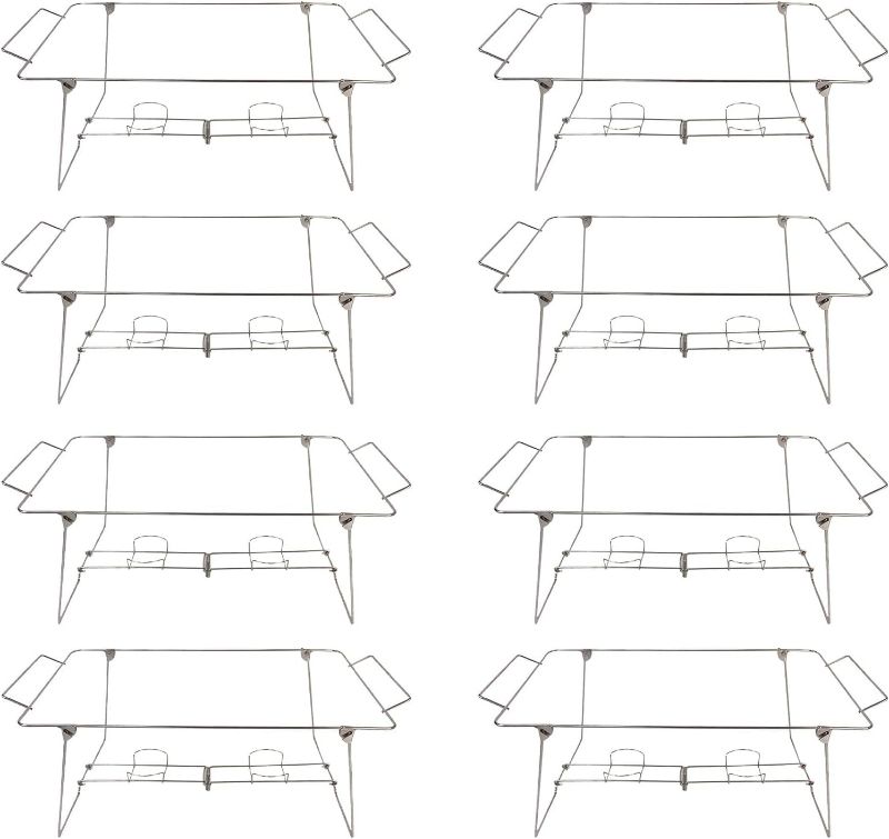 Photo 1 of 8 Pcs Buffet Wire Rack Buffet Rack, Reusable Buffet Wire Rack Chafing Stand for Catering Pan Food Dish Serving Tray Buffet Birthday Supply (Silver)